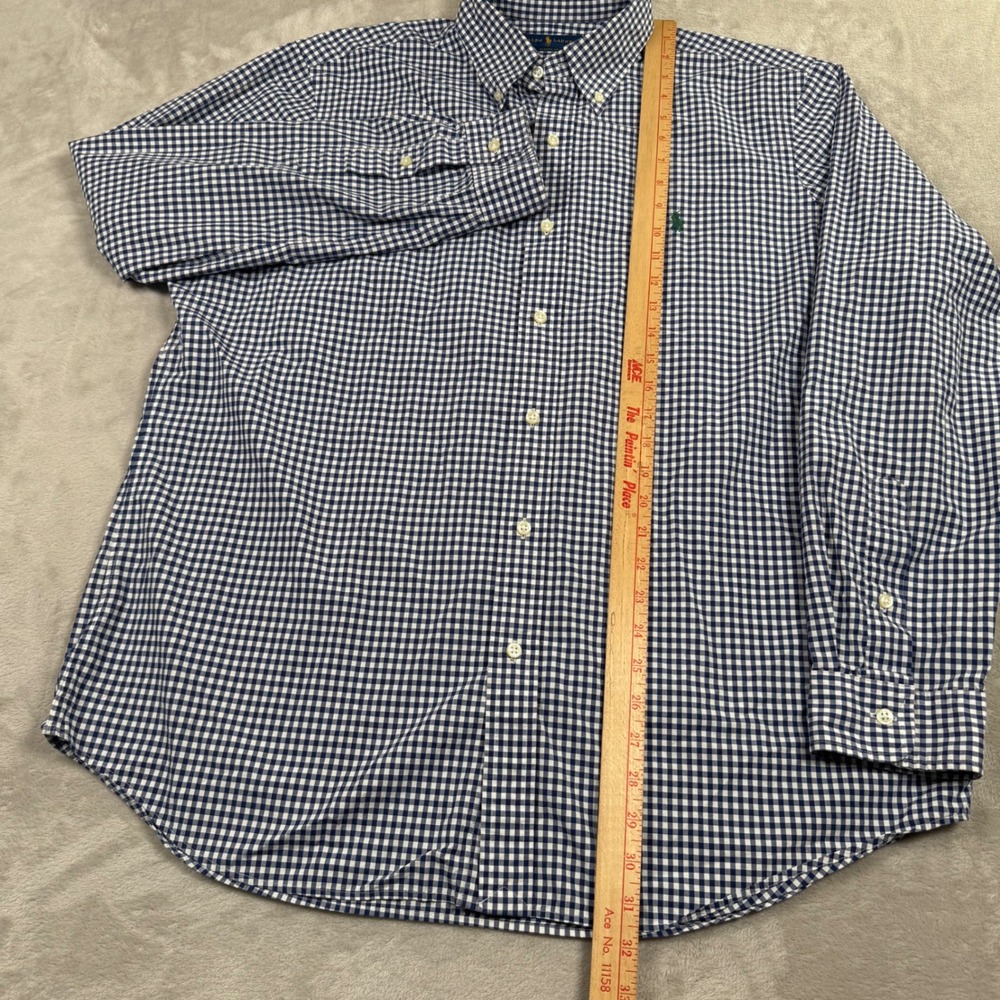 Ralph Lauren Button Down Shirt Mens XL Blue Gingham Check Classic Fit Cotton - Picture 3 of 8